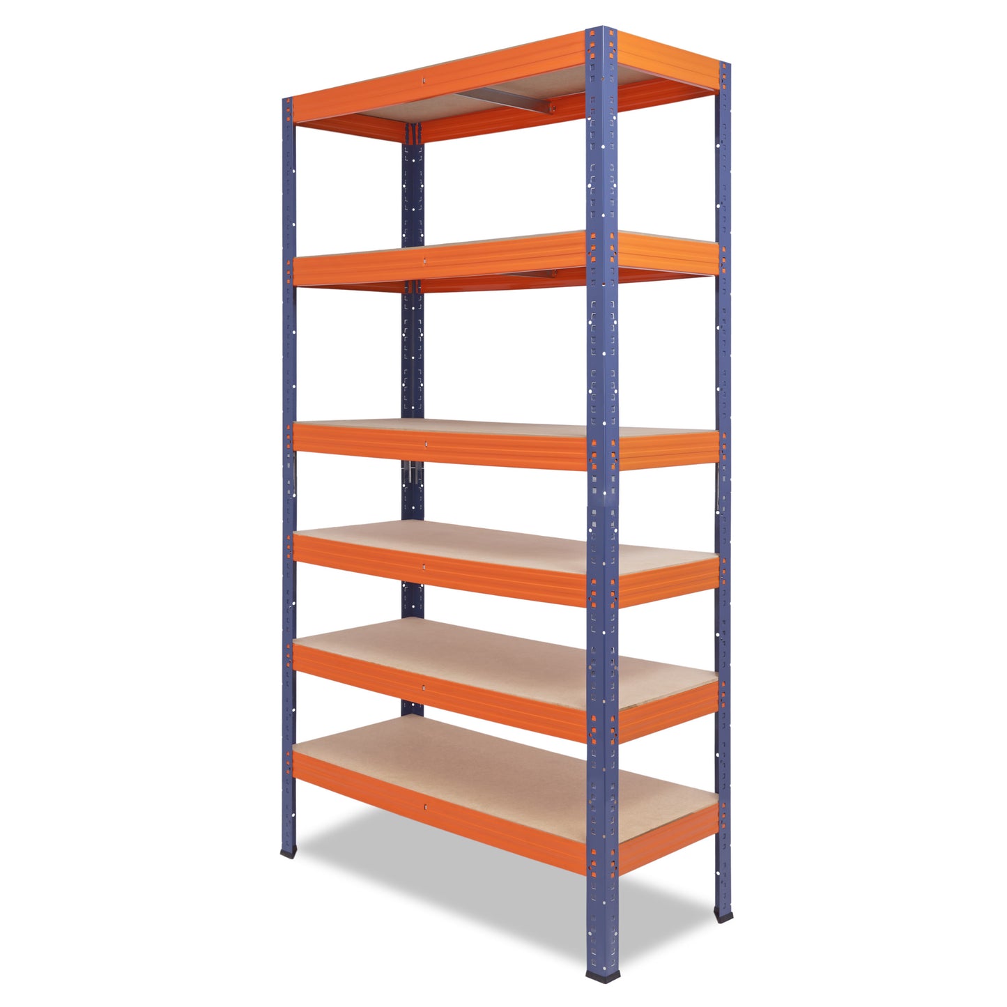 shelfplaza PRO Schwerlastregal 200x120x50 cm blau-orange mit 6 Böden