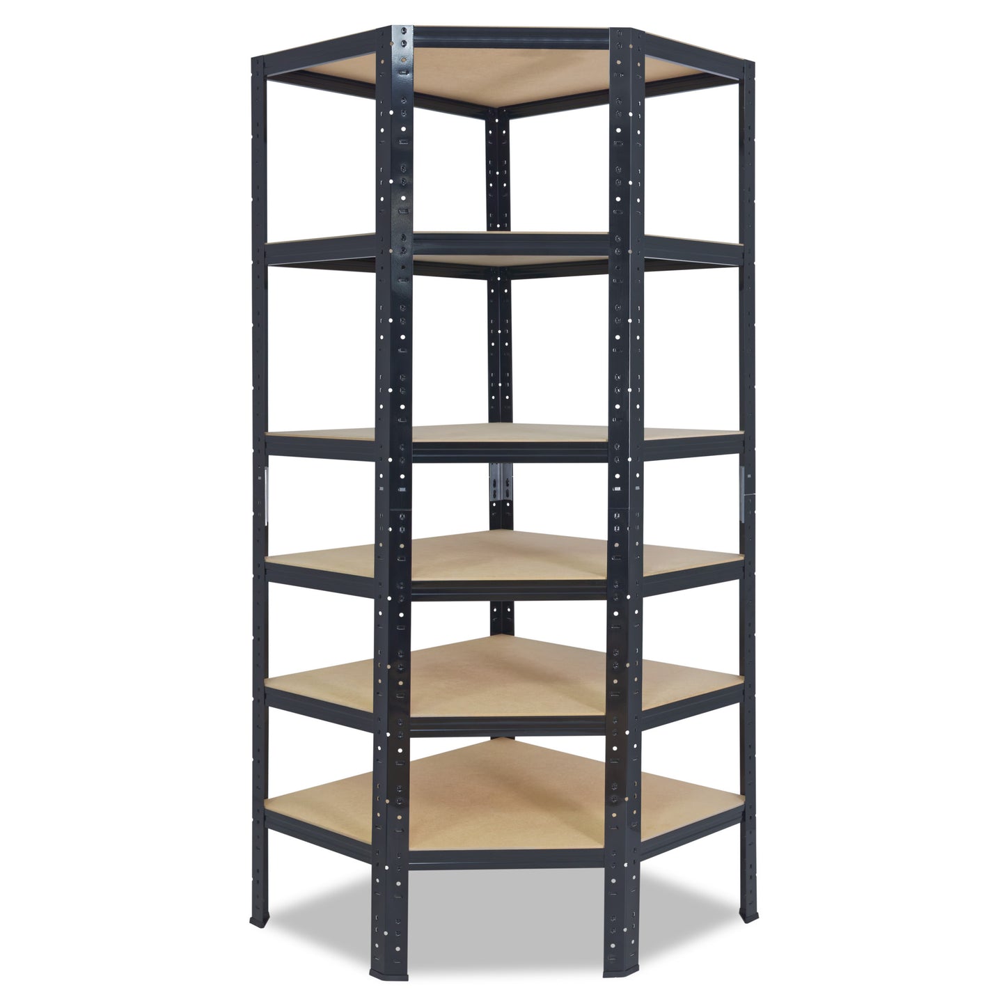 shelfplaza BLACK Eckregal 230x70x45 cm schwarz mit 6 Böden