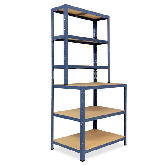 shelfplaza HOME Werkbank Regal 190x90x60 cm mit 6 Böden blau