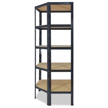 shelfplaza BLACK Eckregal 180x70x45 cm schwarz mit 5 Böden