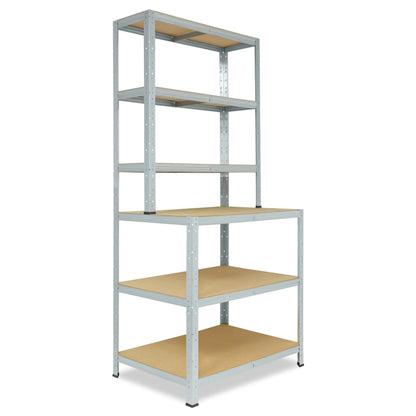 shelfplaza HOME Werkbank Regal 190x90x60 cm mit 6 Böden verzinkt