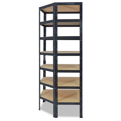 shelfplaza BLACK Eckregal 230x80x50 cm schwarz mit 7 Böden