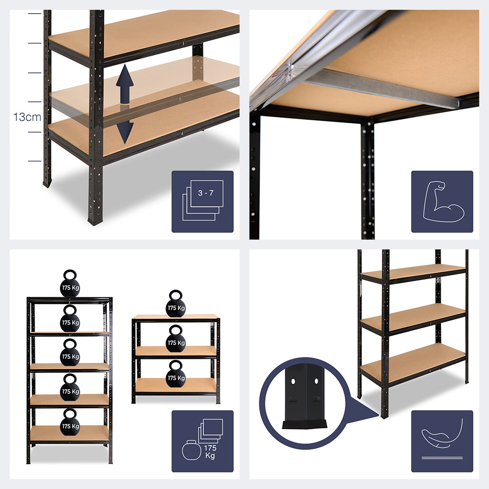 shelfplaza HOME Schwerlastregal 115x80x50 cm anthrazit mit 3 Böden