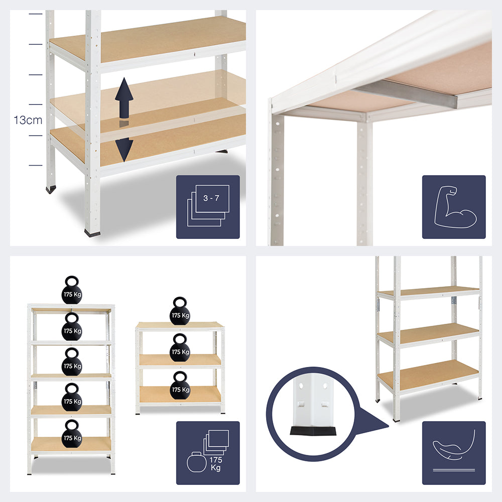 shelfplaza HOME Schwerlastregal 180x110x23 cm weiß mit 4 Böden