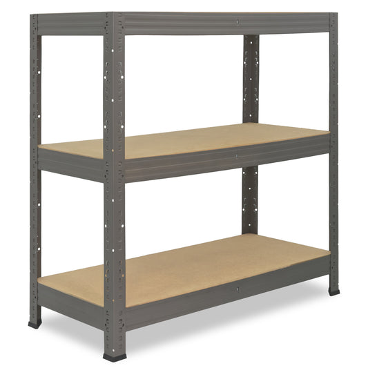 shelfplaza PRO Schwerlastregal 90x130x30 cm grau mit 3 Böden