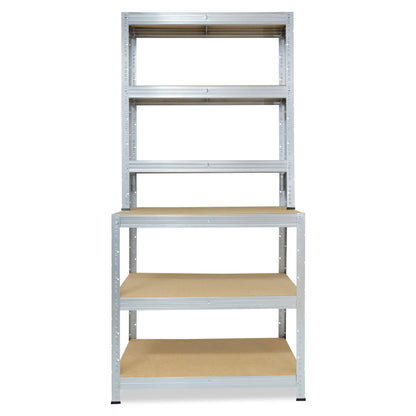 shelfplaza PRO Werkbank Regal 190x100x60 cm mit 6 Böden verzinkt