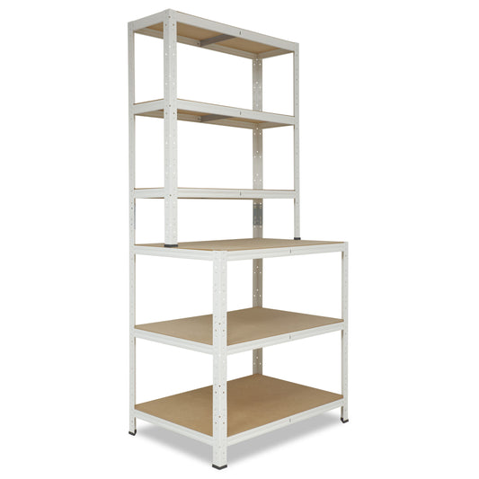 shelfplaza HOME Werkbank Regal 190x100x60 cm mit 6 Böden weiß