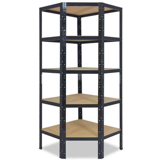 shelfplaza BLACK Eckregal 180x60x30 cm schwarz mit 5 Böden