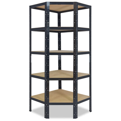 shelfplaza BLACK Eckregal 180x70x45 cm schwarz mit 5 Böden