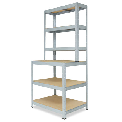 shelfplaza PRO Werkbank Regal 190x100x60 cm mit 6 Böden verzinkt