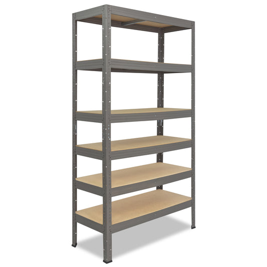 shelfplaza PRO Schwerlastregal 200x60x30 cm grau mit 6 Böden