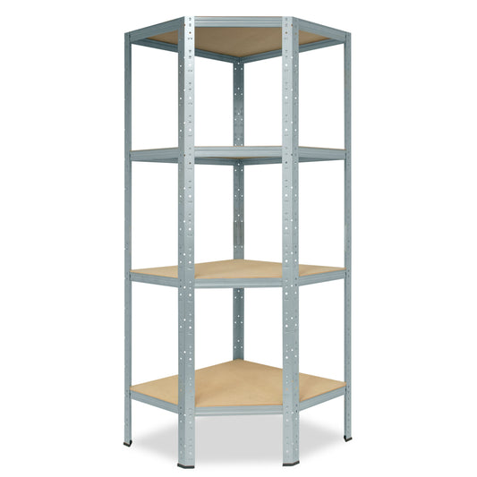 shelfplaza HOME Eckregal 155x60x30 cm verzinkt mit 4 Böden