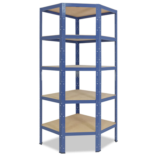 shelfplaza HOME Eckregal 200x70x45 cm blau mit 5 Böden