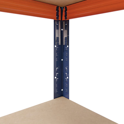 shelfplaza PRO Schwerlastregal 200x90x45 cm blau-orange mit 6 Böden