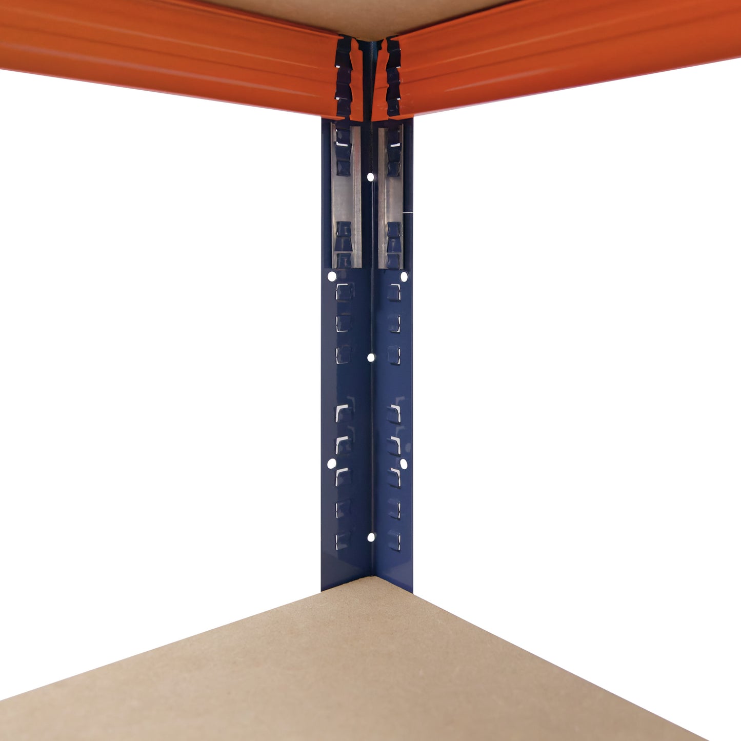 shelfplaza PRO Schwerlastregal 230x90x50 cm blau-orange mit 6 Böden