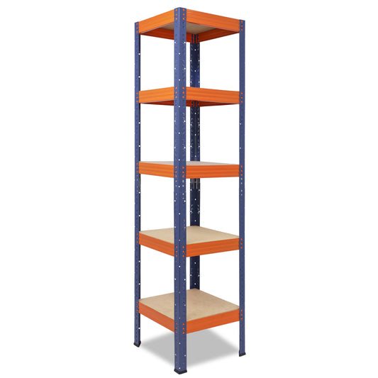 shelfplaza PRO Schwerlastregal 200x50x50 cm blau-orange mit 5 Böden