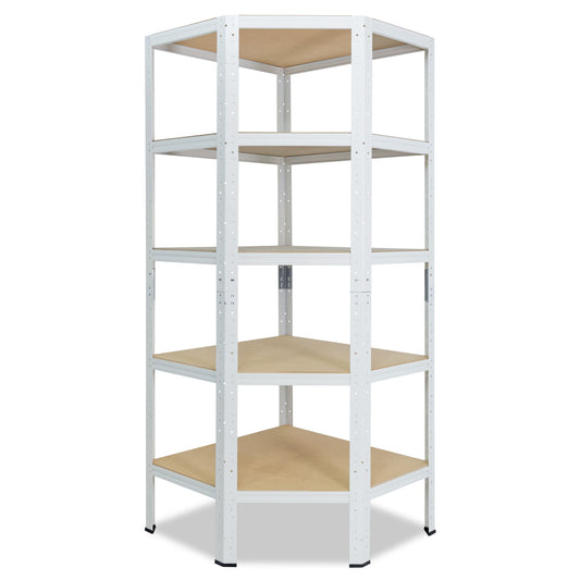 shelfplaza HOME Eckregal 180x90x60 cm weiß mit 5 Böden