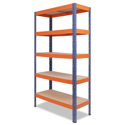 shelfplaza PRO Schwerlastregal 230x80x50 cm blau-orange mit 5 Böden