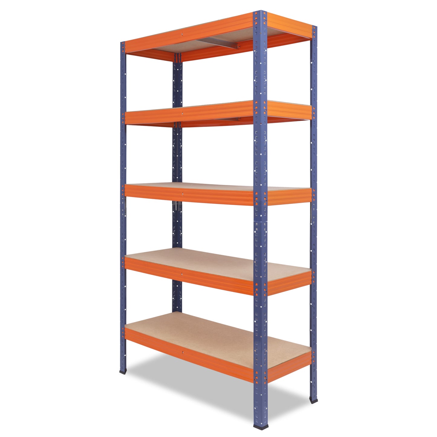 shelfplaza PRO Schwerlastregal 180x100x45 cm blau-orange mit 5 Böden