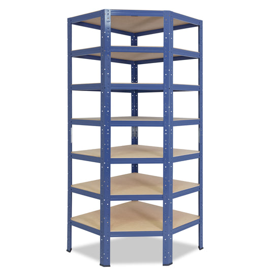 shelfplaza HOME Eckregal 230x60x30 cm blau mit 7 Böden