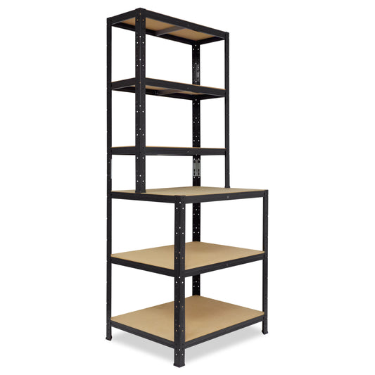 shelfplaza BLACK Werkbank Regal 190x80x60 cm mit 6 Böden schwarz