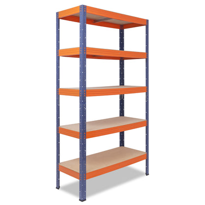 shelfplaza PRO Schwerlastregal 180x60x30 cm blau-orange mit 5 Böden