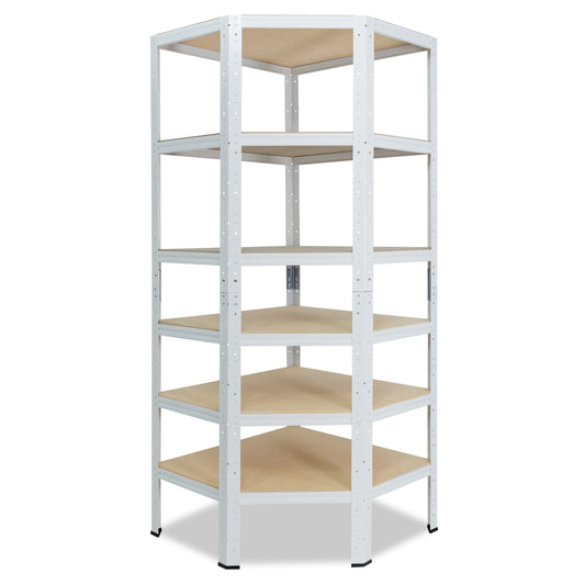 shelfplaza HOME Eckregal 180x90x60 cm weiß mit 6 Böden