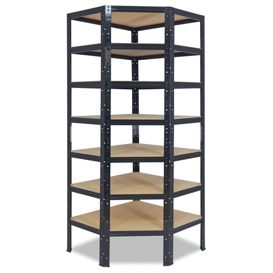 shelfplaza BLACK Eckregal 230x60x30 cm schwarz mit 7 Böden