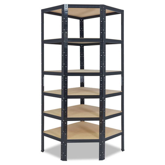 shelfplaza BLACK Eckregal 180x60x30 cm schwarz mit 6 Böden