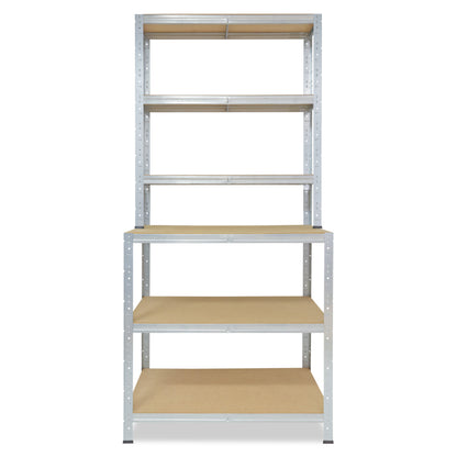 shelfplaza HOME Werkbank Regal 190x80x60 cm mit 6 Böden verzinkt