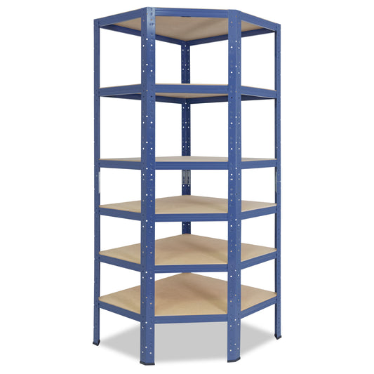 shelfplaza HOME Eckregal 180x80x50 cm blau mit 6 Böden