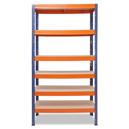 shelfplaza PRO Schwerlastregal 200x90x45 cm blau-orange mit 6 Böden