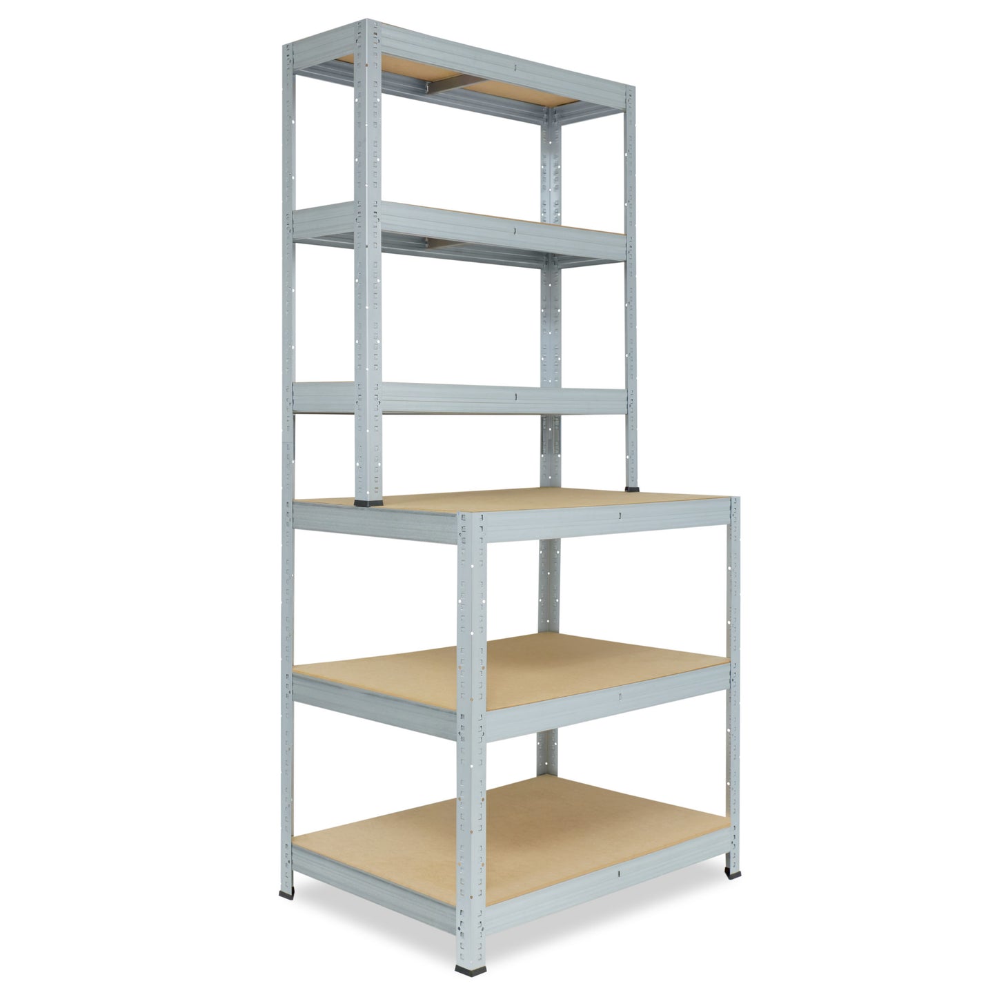 shelfplaza PRO Werkbank Regal 190x100x60 cm mit 6 Böden verzinkt