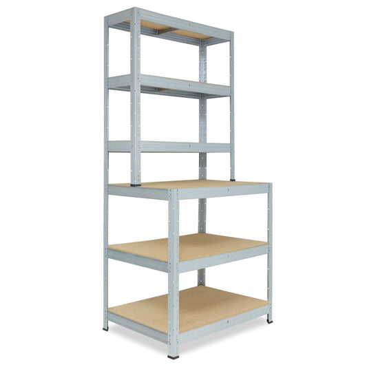 shelfplaza PRO Werkbank Regal 190x90x60 cm mit 6 Böden verzinkt