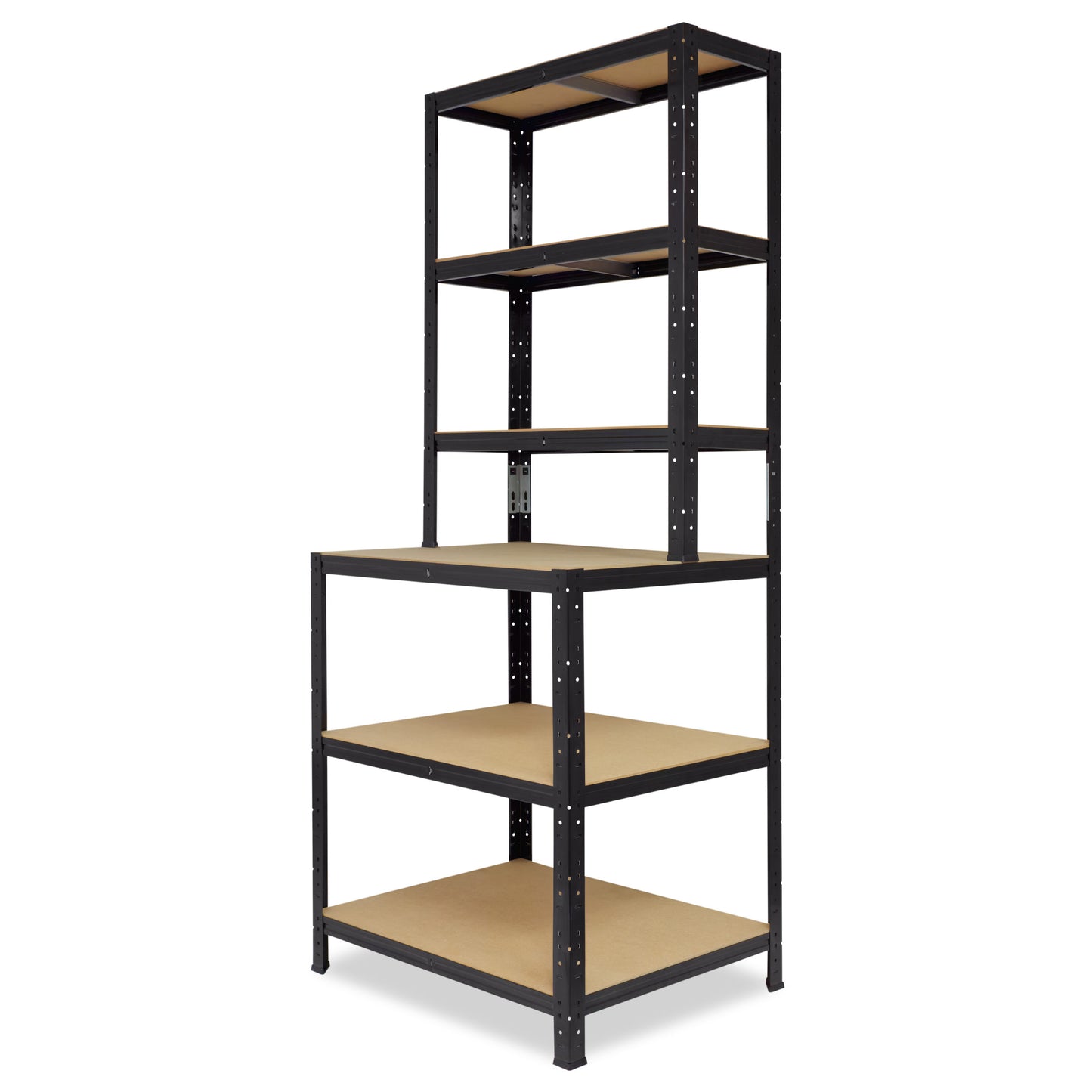 shelfplaza BLACK Werkbank Regal 190x100x60 cm mit 6 Böden schwarz