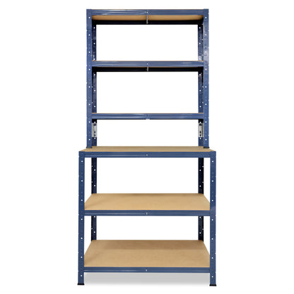 shelfplaza HOME Werkbank Regal 190x90x60 cm mit 6 Böden blau