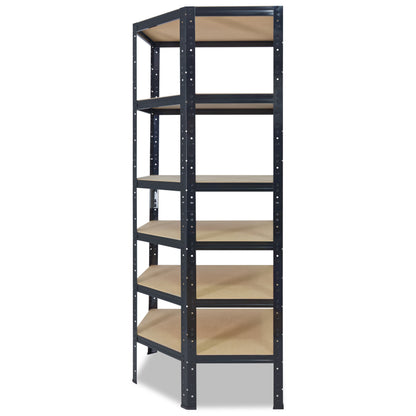 shelfplaza BLACK Eckregal 200x70x40 cm schwarz mit 6 Böden