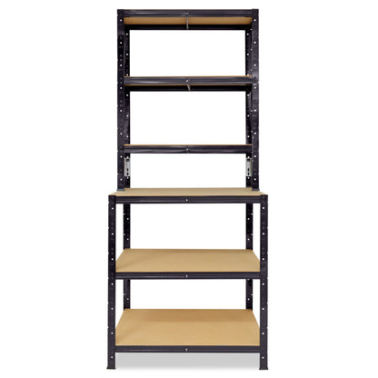 shelfplaza BLACK Werkbank Regal 190x100x60 cm mit 6 Böden schwarz