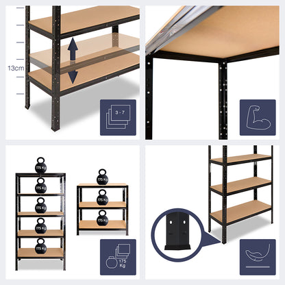 shelfplaza HOME Schwerlastregal 200x75x60 cm anthrazit mit 5 Böden