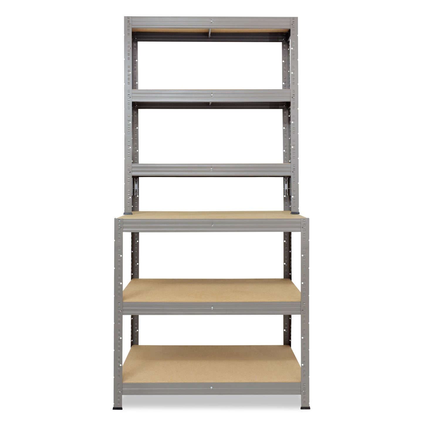 shelfplaza PRO Werkbank Regal 190x80x60 cm mit 6 Böden grau