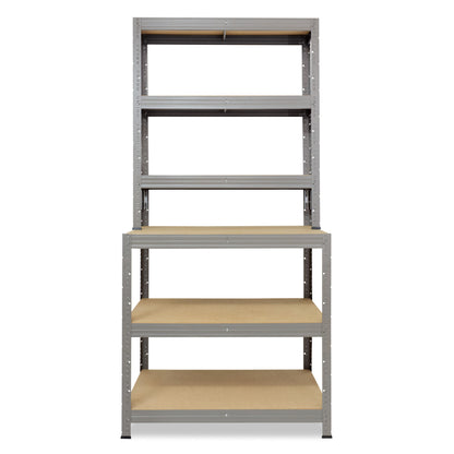 shelfplaza PRO Werkbank Regal 190x80x60 cm mit 6 Böden grau