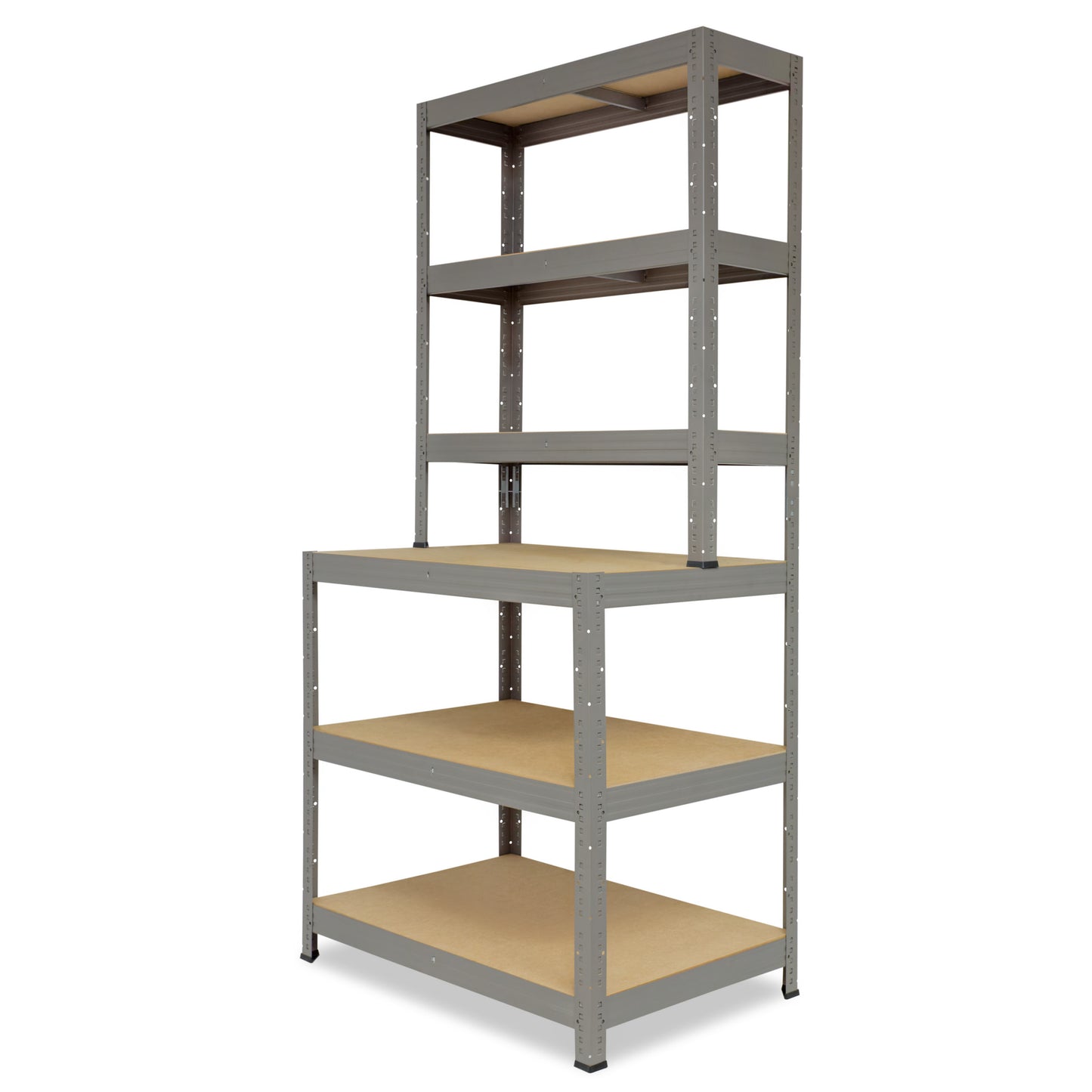 shelfplaza PRO Werkbank Regal 190x80x60 cm mit 6 Böden grau