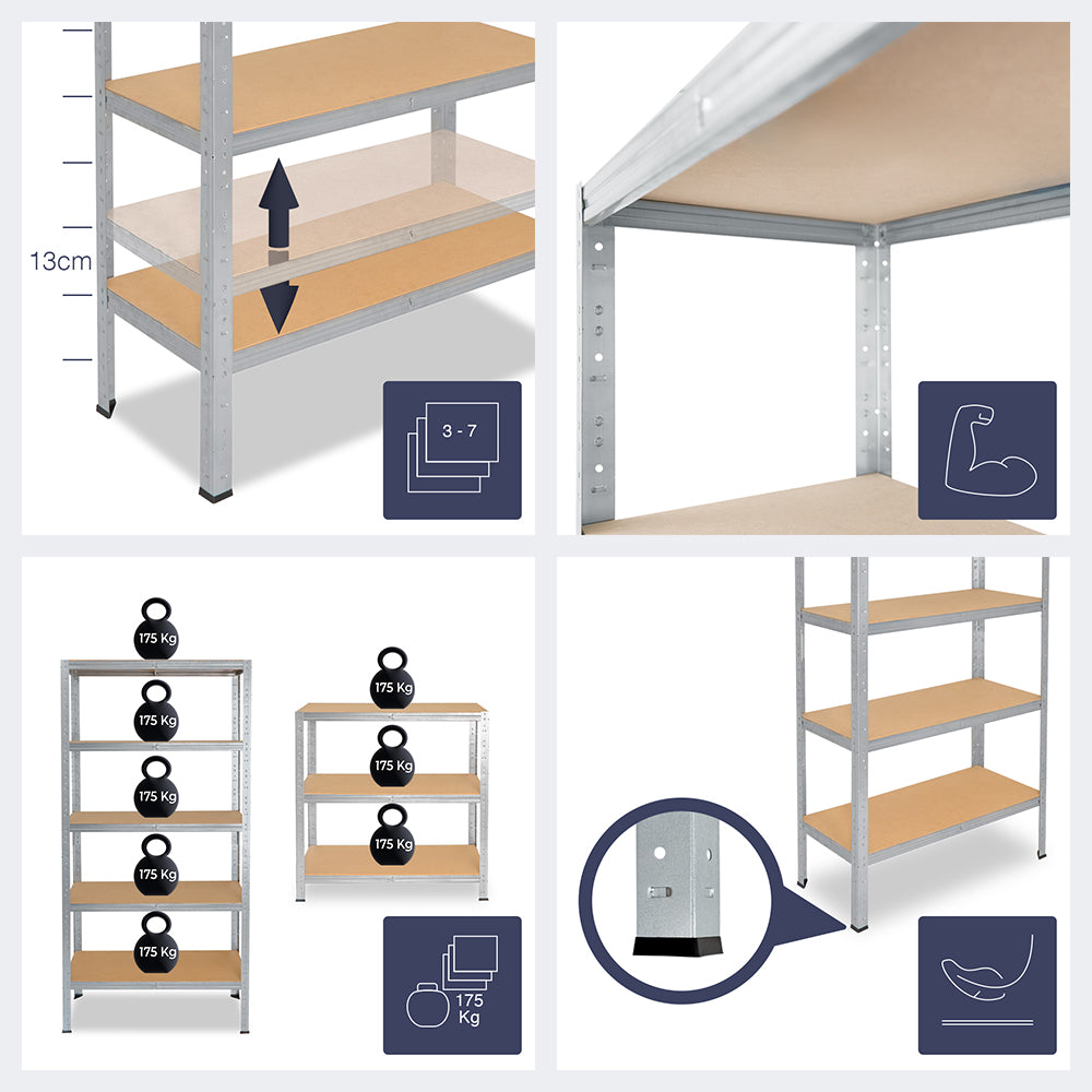 shelfplaza HOME Schwerlastregal 200x70x30 cm verzinkt mit 5 Böden