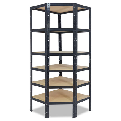 shelfplaza BLACK Eckregal 200x70x40 cm schwarz mit 6 Böden