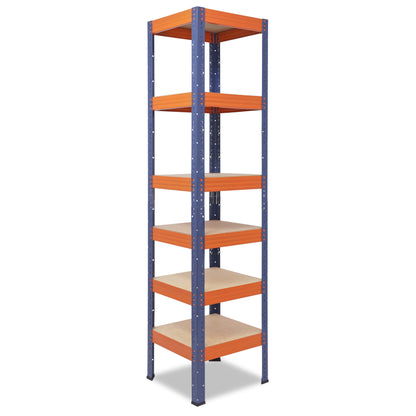 shelfplaza PRO Schwerlastregal 180x50x50 cm blau-orange mit 6 Böden