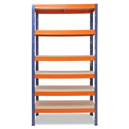 shelfplaza PRO Schwerlastregal 200x120x60 cm blau-orange mit 6 Böden